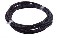 KONMAY 2 Yards 4.0mm Black Genuine Leather Braided Bolo Leather Cord