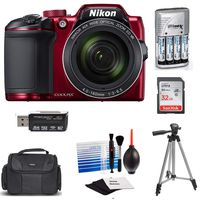 Nikon Coolpix B500 Wi-Fi Digital Camera (Red) with 32GB Card + Case + Batteries & Charger + Tripod + Extreme Electronics+ Kit