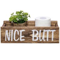 Y&ME YM Nice Butt Bathroom Decor Box, Farmhouse Wooden Bathroom Box, Wooden Rustic Toilet Paper Holder, Funny Home Decor Box for Bathroom, Kitchen, Table and Counter (Brown)