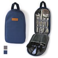 LIFE 2 GO 9-Piece Portable Camp Kitchen Utensil Organizer Set for Indoor or Outdoor-100% Stainless Cookware Kit is Perfect for Travel, Picnics, RVs, Camping, Hiking, BBQs, Parties, Potlucks and more