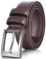 Marino's Men Genuine Leather Dress Belt with Single Prong Buckle - Chocolate Brown - 44