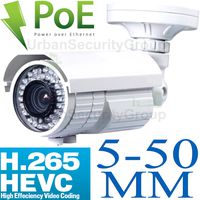 USG Business Grade 4MP H.265 IP Bullet Security Camera : Telephoto 5-50mm Lens, Power Over Ethernet, 72x IR LEDs, Weatherproof, ONVIF 2.4 : Free Phone App