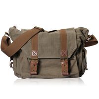 DRF DSLR Camera Messenger Bag Canvas + Camera Case Casual Travel School Bag BG-22 (Green)