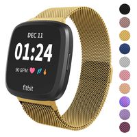 Limque Magnetic Bands Compatible with Fitbit Versa/Versa 2/Versa Lite/SE, Women Men Metal Adjustable Replacement Wristband for Fitbit Versa Smart Watch Multi-Color (Gold, Small)