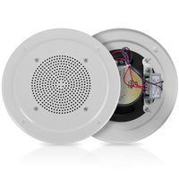5" Ceiling Wall Mount Speaker - Full Range Woofer Speaker System 100 Volt Transformer Flush Design w/ 90Hz-16kHz Frequency Response 100 Watts Peak & Template for Easy Installation - Pyle PDICS54