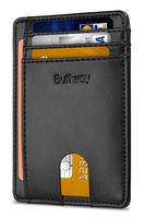 Slim Minimalist Leather Wallets for Men & Women - Sand Black