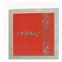 70th Birthday Red and Gold Design - Greeting Cards, 6 x 6 inches, set of 6 (gc_32997_1)