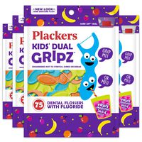 Plackers Kids Dental Floss Picks, 75 Count (Pack of 4)