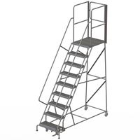 Tri-Arc RWSR109242-XR 9-Step Gateway Rear-Exit Steel Rolling Ladder with 30" Deep Top Platform, Grip Strut Tread with Handrails, 24" Wide Steps