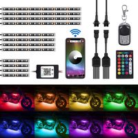 AMBOTHER 12-pc Motorcycle LED Light Kit Strips RGB Waterproof with APP IR RF Wireless Remote Controllers Multi-Color Underglow Neon Ground Effect Atmosphere Lights