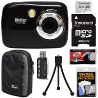 Vivitar ViviCam VX022 Digital Camera (Black) with 32GB Card + Case + Tripod + Kit