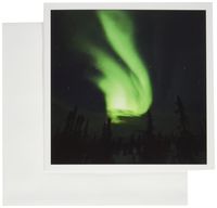 3dRose Northern Lights, Alaska Sky, Alaska, USA Greeting Cards, 6" x 6", Set of 6 (gc_142121_1)