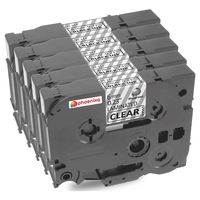 Phoenixa 5x Pack compatible for Brother TZe-111 TZe111 TZ-111 TZ111 Laminated Tape Cartridge for Brother P-Touch, Black on Clear, 1/4 Inch x 26.2 Feet