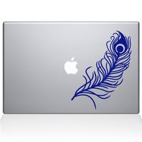 The Decal Guru Peacock Feather MacBook Decal Vinyl Sticker - 13" MacBook Air - Dark Blue (1148-MAC-13A-DB)