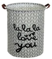 CLOCOR Collapsible Round Storage Bin/Large Storage Basket/Clothes Laundry Hamper/Toy Books Holder (Grey La La)