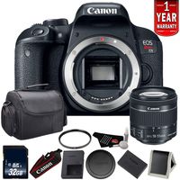 Canon EOS Rebel T7i Digital SLR Camera with 18-55mm Lens 1894C002 - Bundle with 32GB Memory Card + UV Filter + More