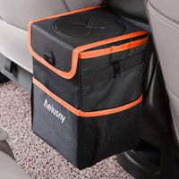 Aeiusny Car Trash Cans with Lid, Multipurpose Garbage Bag and 3 Storage Pockets, Portable Accessories/Toy/Car Organizer, 100% Waterproof Leak-Proof for Truck, Minivan & Vehicle