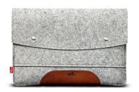 Pack & Smooch Hampshire Tablet Case Sleeve - Compatible with iPad Pro 12.9" with Smart Keyboard Folio Cover - Made with 100% Merino Wool Felt and Vegetable Tanned Leather (Light Grey/Light Brown)