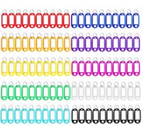 150 Pack Tough Plastic Key Tags Keychain Tags, Key Ring Tags ID Label Tags with Split Ring Label Window,10 Colors