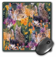 3dRose LLC 8 x 8 x 0.25 Inches Kitties in The Garden Mouse Pad (mp_14892_1)