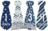 Months In Motion Monthly Baby Tie Stickers - Boy Month Milestone Necktie Sticker - Shower Gift - Photo Prop - Infant Keepsakes - Style 702