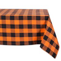 DII Cotton Buffalo Check Plaid Square Tablecloth for Family Dinners or Gatherings, Indoor or Outdoor Parties, & Everyday Use (70x70",  Seats 4-6 People), Orange & Black