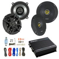 Car Speaker And Amp Combo: 2x Kicker 43CSC5 450-Watt 5-1/4" Inch 2-Way Black Coaxial Speakers + 2x CSC654 600W 6.5" Speakers - Bundle With 400W 4-Channel Bluetooth Amplifier + 8g Amp Installation Kit