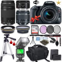 Canon EOS Rebel SL2 DSLR Camera with Canon EF-S 18-55mm f/4-5.6 is STM Lens + EF 75-300mm f/4-5.6 III Lens + Canon ef 50mm f/1.8 STM Lens + 32GB Sandisk Memory + TTL Flash + Holiday Special Bundle
