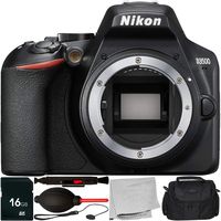Nikon D3500 DSLR Camera (Body Only) with 6PC Accessory Bundle - Includes 16GB SD Memory Card + Medium Carrying Case + Lens Cleaning Pen + Dust Blower + Lens Cap Keeper + More (Renewed)