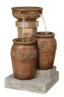 John Timberland Tuscan Outdoor Floor Water Fountain with Light LED 31 1/2" High Cascading for Yard Garden Patio Deck Home