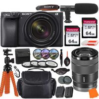 Sony Alpha a6400 Mirrorless Digital Camera with 18-135mm Lens & Pro Accessory Bundle incl. 2X 64GB Transcend Memory Card, Gadget Bag, UV-CPL-FLD Filters and Macro Kits and More