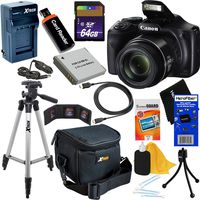 Canon Powershot SX540 HS 20.3MP Digital Camera with 50x Zoom, Built-in Wi-Fi & Full HD 1080p Video (International Version) + NB-6L Battery & AC/DC Charger + 10pc 64GB Deluxe Accessory Kit w/HeroFiber