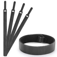 7.9Inch 50PCS Multi-Purpose Double Sided Velcro Cable Ties Reusable Cord Organizer Rope Holder Wire Management Cord Wraps Black