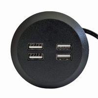 Pwr Plug Power Grommet for Desk Office Furniture Fits 2"- 2.5" Standard Grommet Hole 4 Ports USB Hub Adapter ETL Listed (4XUSB - Black/Round)