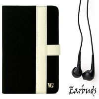 Canvas Limited Edition Protective Slim and Durable Professional Faux Leather Executive Portfolio Cover Carrying Case with Memory Card Slots Coby Kyros 7 inch Touchscreen Tablet MID7016 and Earbuds