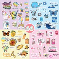 VSCO Girl Stickers for Water Bottles - Reusable VSCO Girl Stuff 66 Cute Waterproof Decal Vinyl Stickers for Water Bottle, Laptop - Aesthetic Stickers Include Sloth Unicorn Llamas Stickers