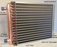 14x18 Water to Air Heat Exchanger~1" Copper Ports w/EZ Install Front Flange