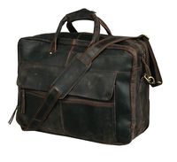 Leather Briefcase for Men Business Travel Messenger Bags 19 Inch Laptop Bag