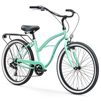 sixthreezero Around The Block Women's 7-Speed Beach Cruiser Bicycle, 24" Wheels, Mint Green with Black Seat and Grips