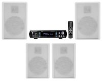 Rockville Bluetooth Receiver+(4) 5.25" White Wall Speakers 4 Restaurant/Bar/Cafe
