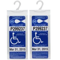LotFancy Handicap Parking Permit Holder Cover - Disabled Parking Placard Protector Hanger Sleeve with Large Hook- Pack of 2 Plastic Mirror Tag Hang