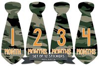 Months In Motion Monthly Baby Tie Stickers - Boy Month Milestone Necktie Sticker - Onesie Month Sticker - Infant Photo Prop for First Year - Shower Gift - Newborn Keepsakes - Camo Camouflage
