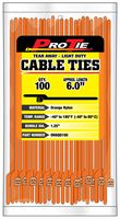 Pro Tie OR6QO100 5.5-Inch Quik Off Tear Away Cable Tie, Orange Nylon 100-Pack
