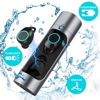 True Wireless Earbuds, TIAMAT Force Sports Wireless Bluetooth Headphones, Bluetooth 5.0 IPX6 7 Waterproof Power Bank Portable Fan USB Flashlight Long Lasting Earbuds (Gray)