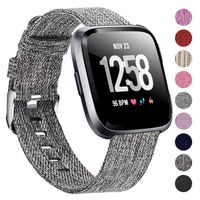 Welltin Bands Compatible with Fitbit Versa/Fitbit Versa Lite for Women Men (Charcoal, Small 5.2"-6.7")
