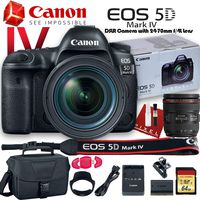 Canon EOS 5D Mark IV DSLR Camera with 24-70mm f/4L Lens (USA Model) (1483C018) W/Canon Bag, 64GB Memory Card, Cleaning Kit Plus More - Starter Bundle