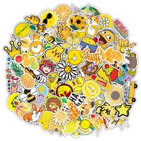 Yellow Cute Water Bottles Stickers for Girls Teens Adults 70 Pack Laptop Trendy Skateboard Stickers Pack for Hydro Flask Vinyl Waterproof Graffiti Stickers for Waterbottle Laptop Phone Guitar Sticker