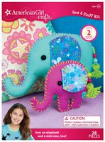 American Girl Crafts DIY Elephant Stuffed Animals Sew and Stuff Kit, 7'' W x 9.75'' H and 6.75'' W x 4.75'' H