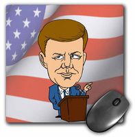 3dRose LLC 8 x 8 x 0.25 Inches President John F. Kennedy with American Flag Mouse Pad (mp_61146_1)
