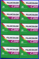 10 Rolls Fujifilm Fujicolor C200 200 ISO 36 exp 35mm Color Negative Film (Pack of 10)